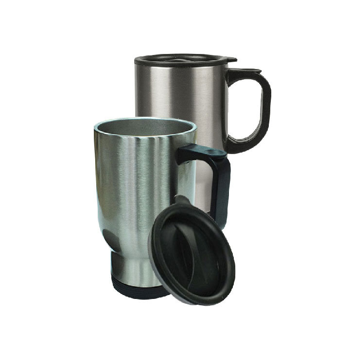 Quaff Coated Car Mug 450ml Silver - Uniprint